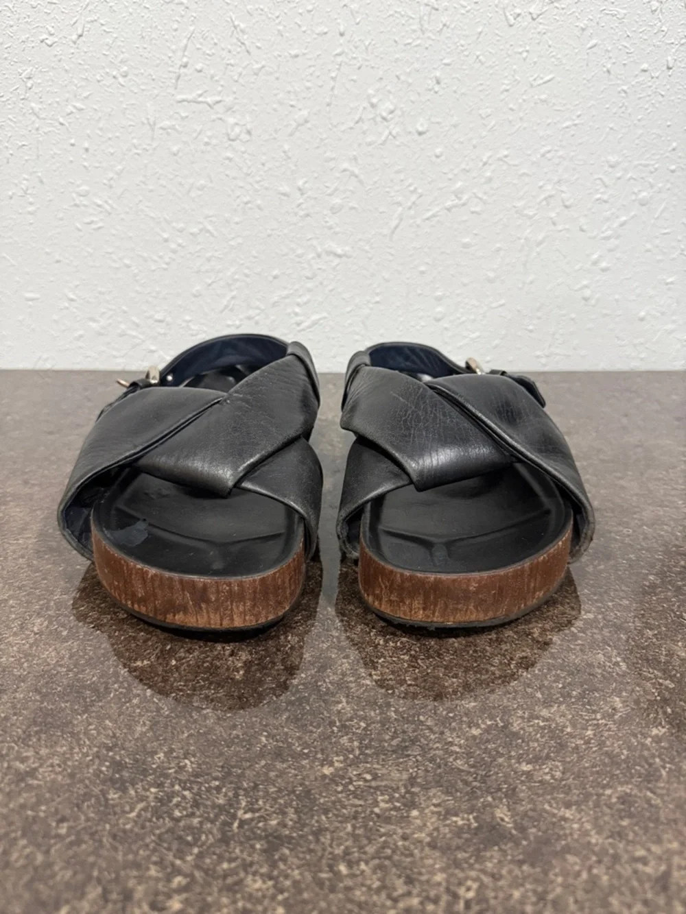 Celine Phoebe Philo Black Leather Criss-Cross Slingback Sandals Women’s Size 40 - Picture 2 of 10